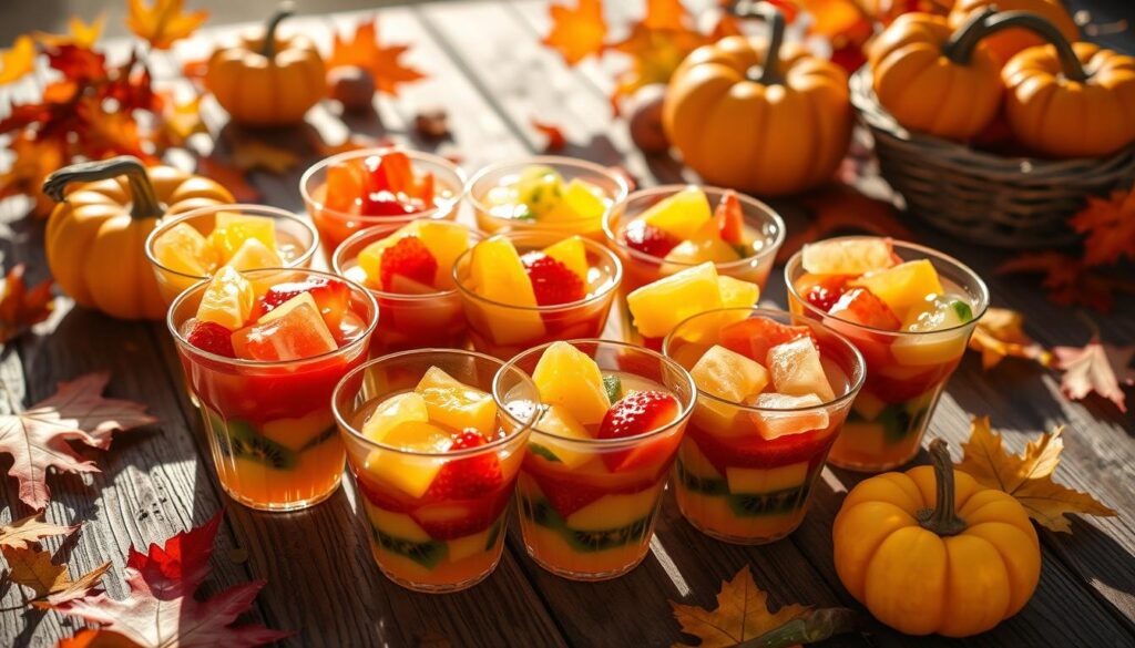 Homemade fruit candies in colorful cups