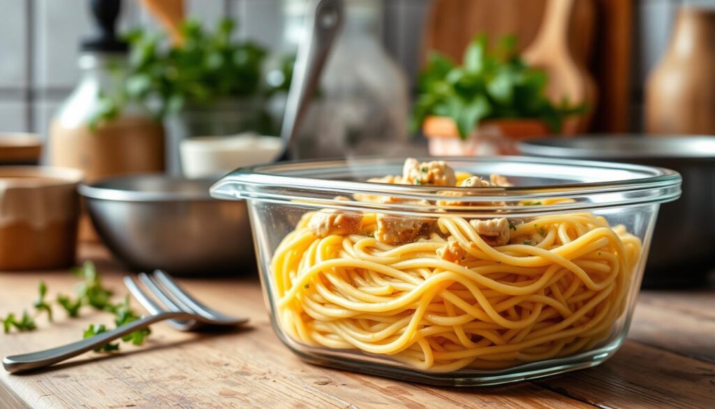 storing leftover chicken spaghetti